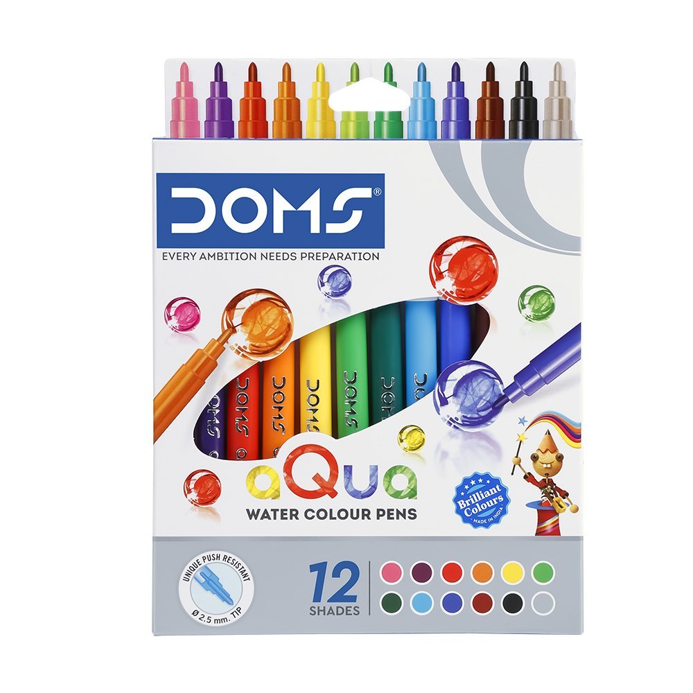 Doms Water Colour Pens Aqua (12 Shades)